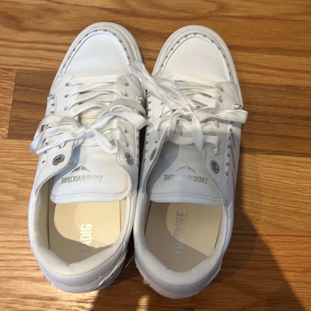 Women’s Zadig and Voltaire white and silver dotted derailed sneaker size 41 - Picture 4 of 4